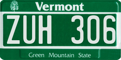 VT license plate ZUH306