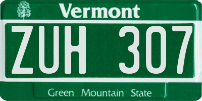 VT license plate ZUH307
