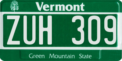 VT license plate ZUH309