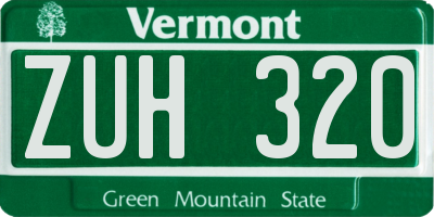 VT license plate ZUH320