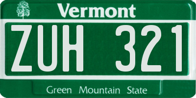 VT license plate ZUH321