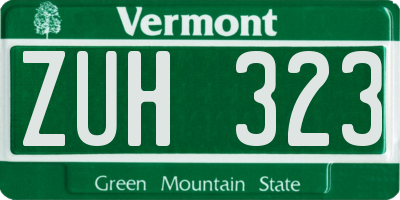 VT license plate ZUH323