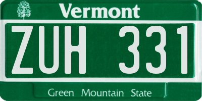 VT license plate ZUH331