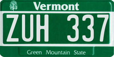VT license plate ZUH337