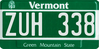 VT license plate ZUH338