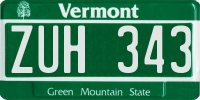 VT license plate ZUH343