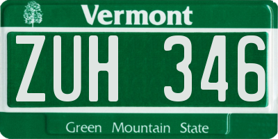VT license plate ZUH346