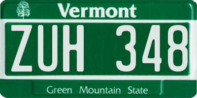 VT license plate ZUH348