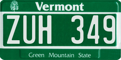 VT license plate ZUH349