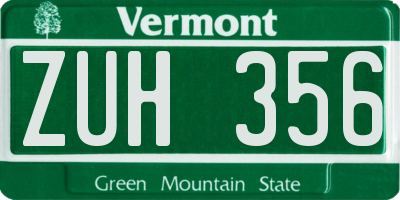 VT license plate ZUH356