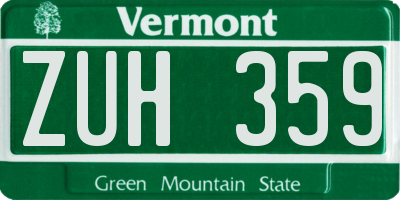VT license plate ZUH359