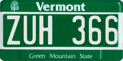 VT license plate ZUH366