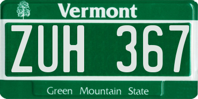 VT license plate ZUH367