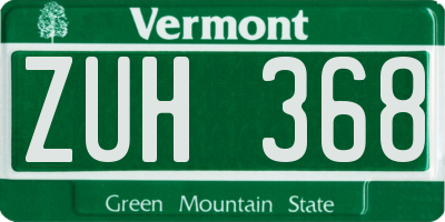 VT license plate ZUH368