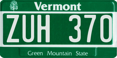 VT license plate ZUH370