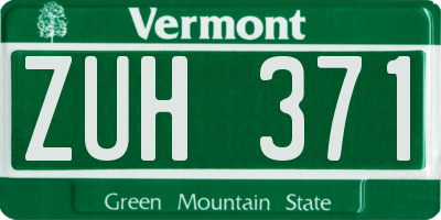 VT license plate ZUH371