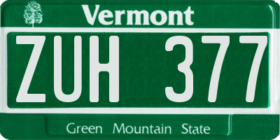 VT license plate ZUH377