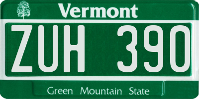 VT license plate ZUH390