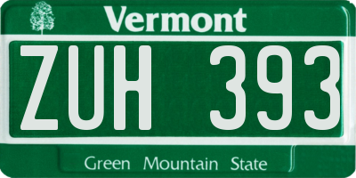 VT license plate ZUH393