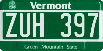 VT license plate ZUH397