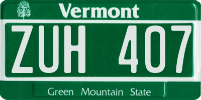 VT license plate ZUH407