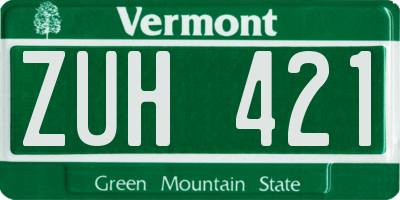 VT license plate ZUH421