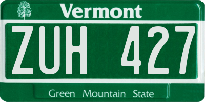 VT license plate ZUH427
