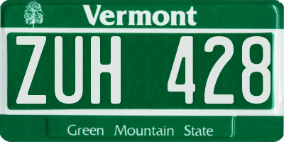 VT license plate ZUH428