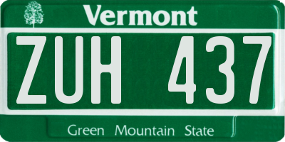 VT license plate ZUH437