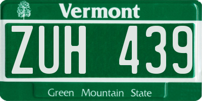 VT license plate ZUH439