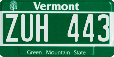 VT license plate ZUH443