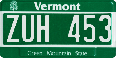 VT license plate ZUH453