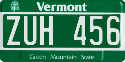 VT license plate ZUH456