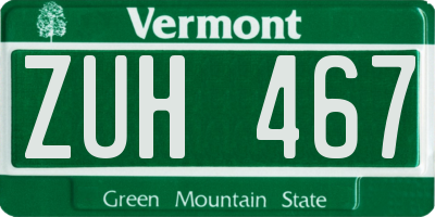 VT license plate ZUH467
