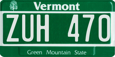 VT license plate ZUH470