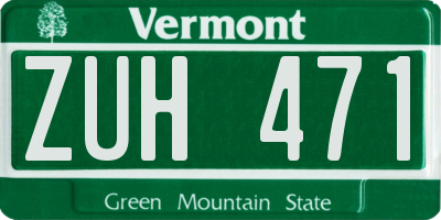 VT license plate ZUH471