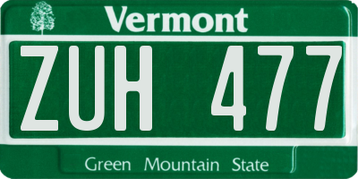 VT license plate ZUH477