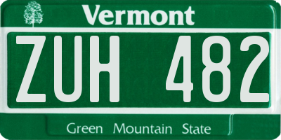 VT license plate ZUH482