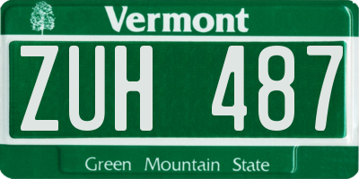 VT license plate ZUH487