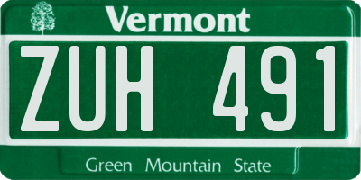 VT license plate ZUH491