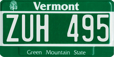 VT license plate ZUH495