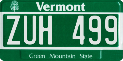 VT license plate ZUH499