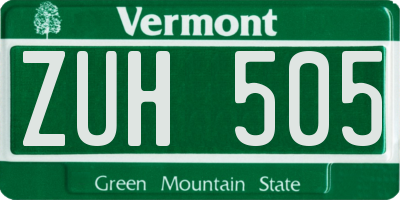 VT license plate ZUH505