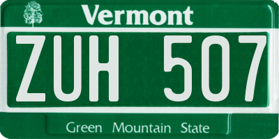 VT license plate ZUH507