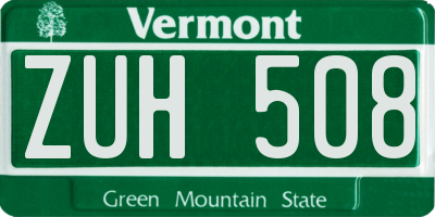VT license plate ZUH508