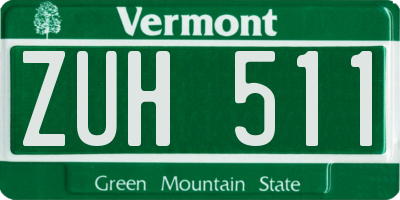 VT license plate ZUH511