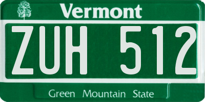 VT license plate ZUH512