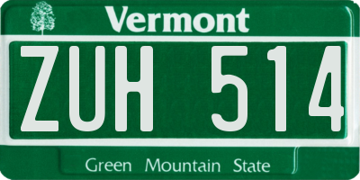 VT license plate ZUH514