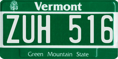 VT license plate ZUH516