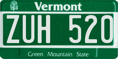 VT license plate ZUH520